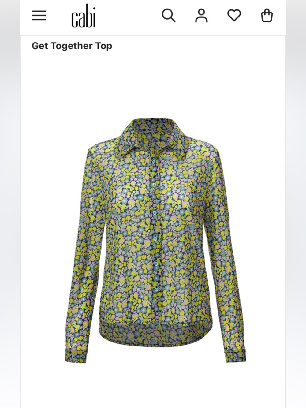 CAbi Get Together Top Stlyle #6406 Floral Button-Down Mesh Blouse, Size Large